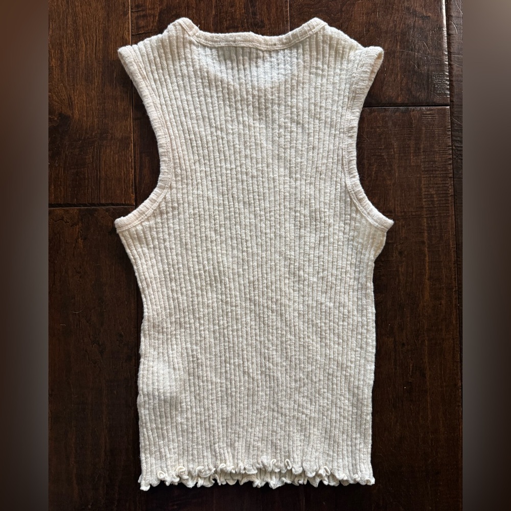 Madewell Lettuce-Hem Ribbed Tank Size Medium Vintage Ivory - Picture 4 of 4